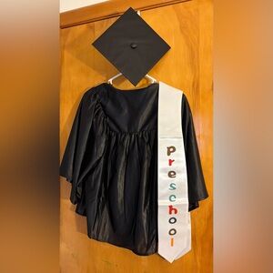 Black Preschool Graduation Gown with White Preschool Stole